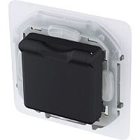 Розетка с заземлением без рамки Legrand Inspiria 1-м. крышка шторки IP44 антрацит картинка